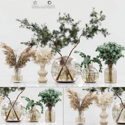 现代玻璃花瓶花艺 植物